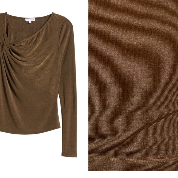 Good American Shimmer Asymmetric Neck Long Sleeve Top - Picture 2 of 10